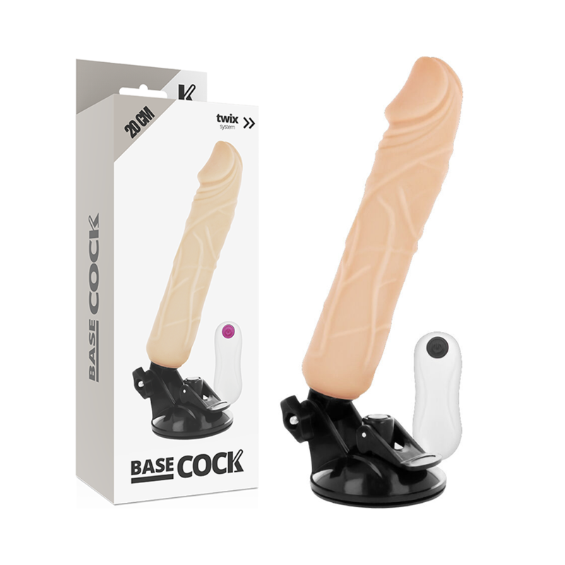 BASECOCK - REALISTISCHER VIBRATOR MIT FERNBEDIENUNG SCHWARZ 20 CM -O- 4 CM