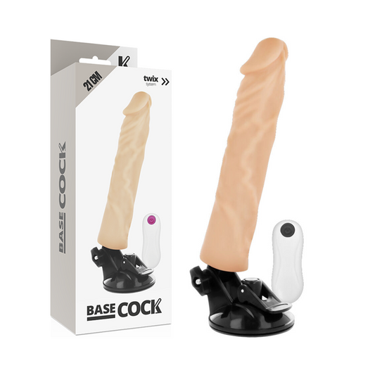 BASECOCK - REALISTISCHER VIBRATOR MIT FERNBEDIENUNG SCHWARZ 21 CM -O- 4 CM