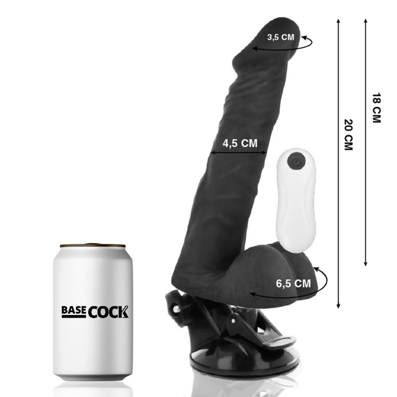 BASECOCK - ARTIKULIERBARER VIBRATOR MIT FERNBEDIENUNG SCHWARZ 20 CM -O- 4.5 CM