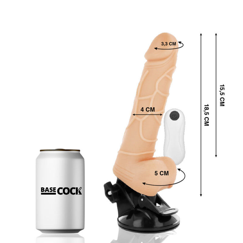 BASECOCK - REALISTISCHER VIBRATOR MIT FERNBEDIENUNG SCHWARZ 18.5 CM -O- 4CM