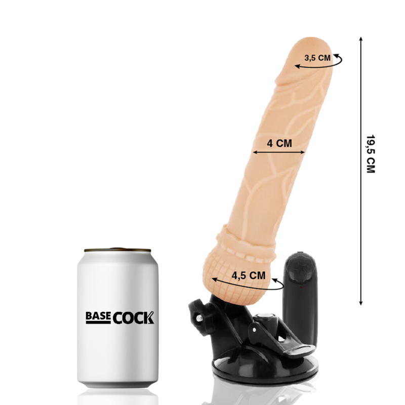 BASECOCK - REALISTISCHER VIBRATOR MIT FERNBEDIENUNG SCHWARZ 19.5 CM -O- 4 CM