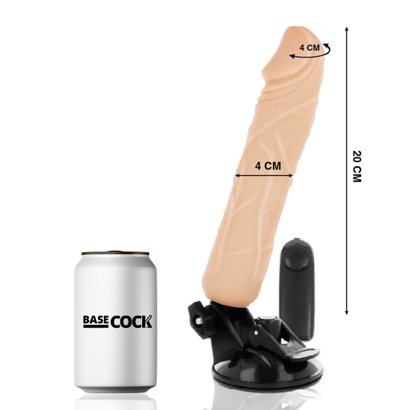 BASECOCK - REALISTISCHER VIBRATOR MIT FERNBEDIENUNG SCHWARZ 20 CM -O- 4 CM