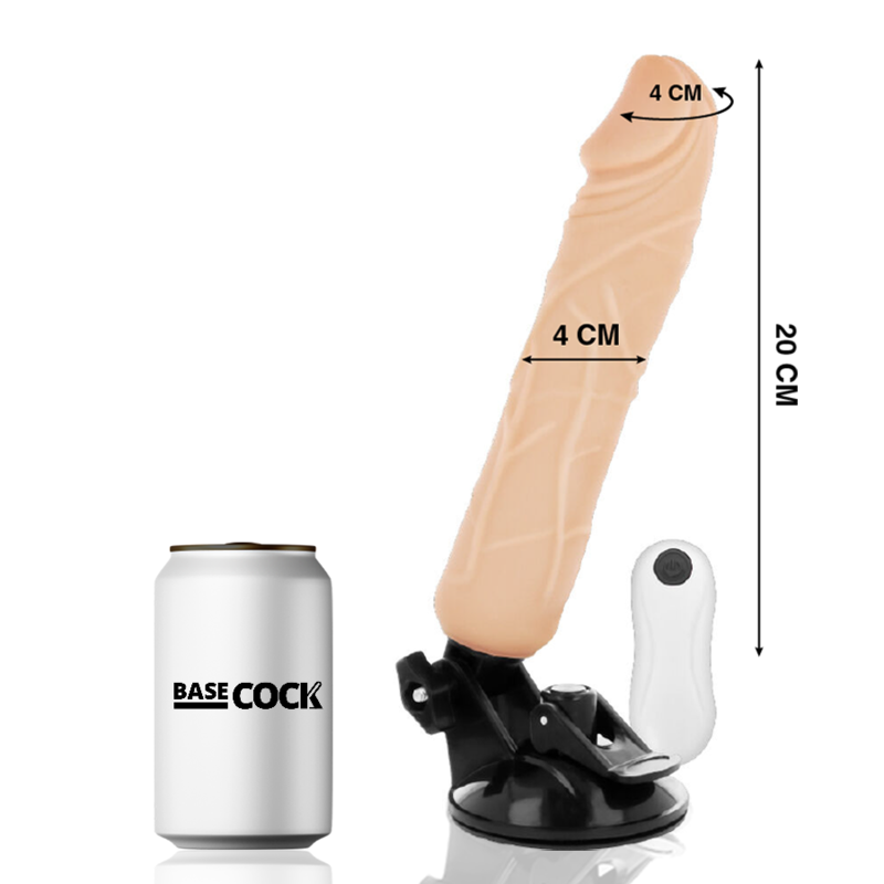 BASECOCK - REALISTISCHER VIBRATOR MIT FERNBEDIENUNG SCHWARZ 20 CM -O- 4 CM