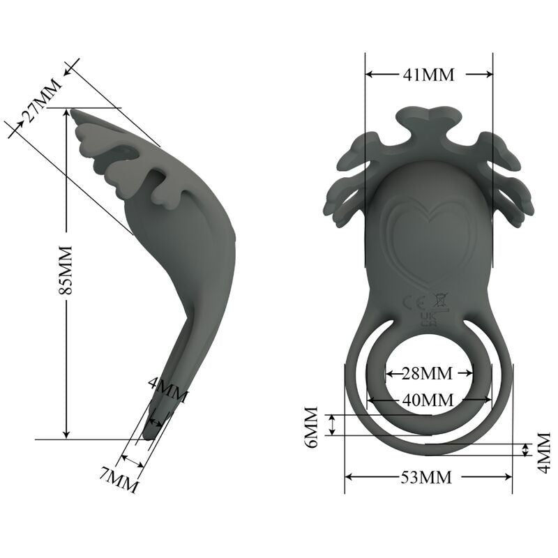PRETTY LOVE - RUBEN DOPPELVIBRATIONSRING MIT STIMULATOR GRAU