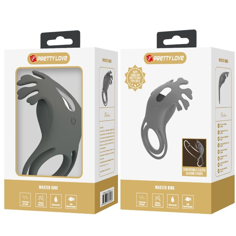 PRETTY LOVE - RUBEN DOPPELVIBRATIONSRING MIT STIMULATOR GRAU