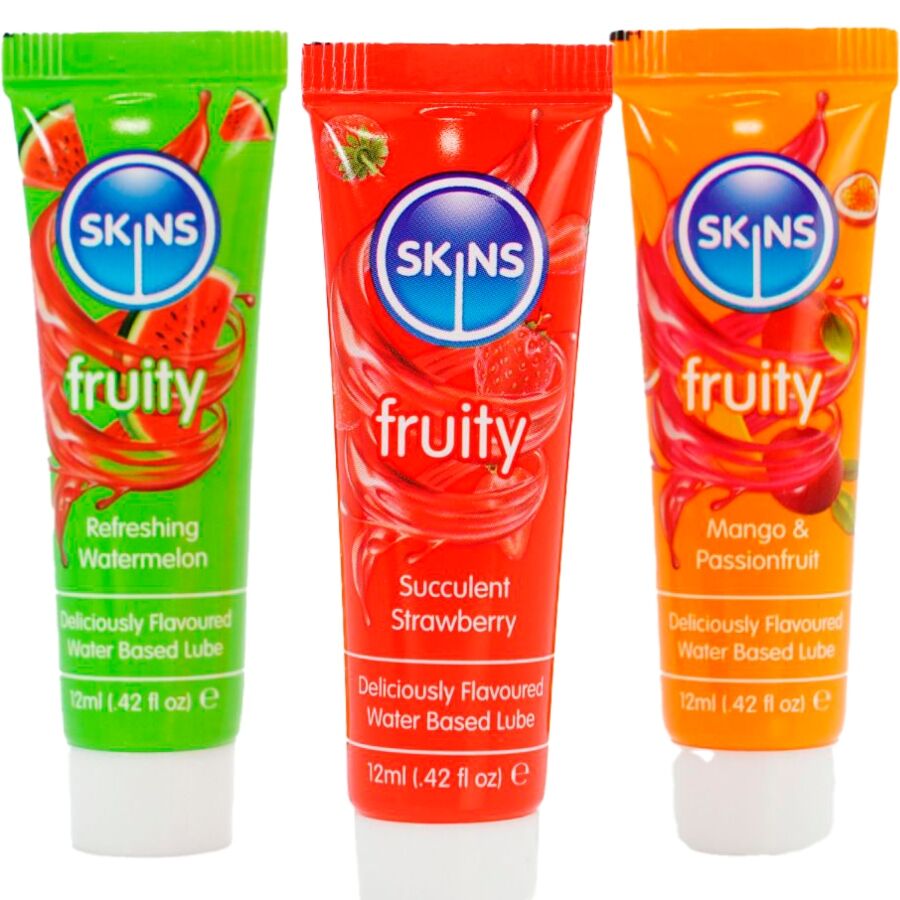 SKINS – FRUCHTIGES GLEITMITTEL-SET WASSERMELONE, ERDBEERE & MANGO GLEITMITTEL 3 x 12 ML