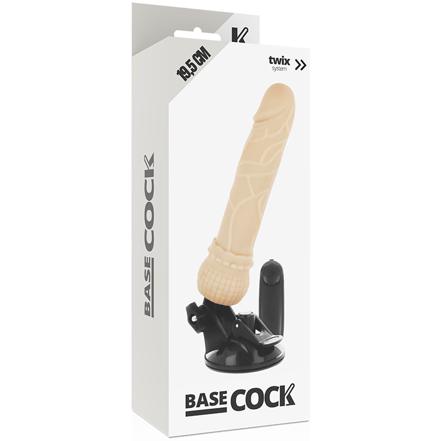 BASECOCK - REALISTISCHER VIBRATOR MIT FERNBEDIENUNG SCHWARZ 19.5 CM -O- 4 CM