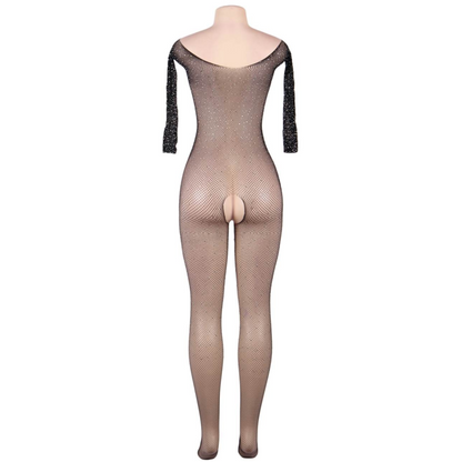 QUEEN LINGERIE - LANGARM-BODYSTOCKING MIT DIAMANTEN S/L