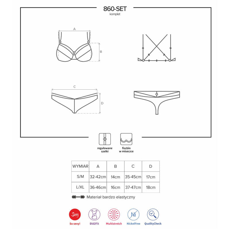 OBSESSIVE - 860 SET ZWEI STÜCK SCHWARZ S/M