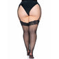 LEG AVENUE - OUTLET - SCHWARZE NYLONSTRÜMPFE MIT SPITZENABSCHLUSS PLUS