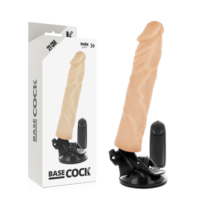 BASECOCK - REALISTISCHER VIBRATOR MIT FERNBEDIENUNG SCHWARZ 21 CM -O- 4 CM