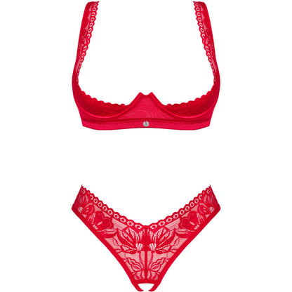 OBSESSIVE - LACELOVE SET ZWEITEILIG CUPLESS ROT XS/S