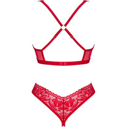 OBSESSIVE - LACELOVE SET ZWEITEILIG CUPLESS ROT XS/S