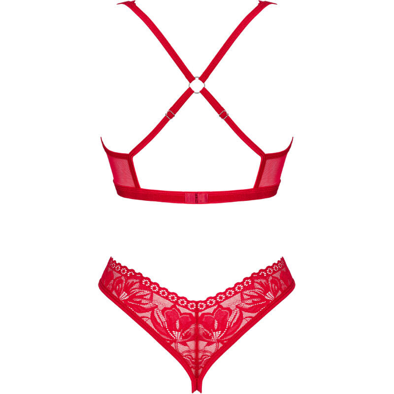OBSESSIVE - LACELOVE SET ZWEITEILIG CUPLESS ROT XS/S