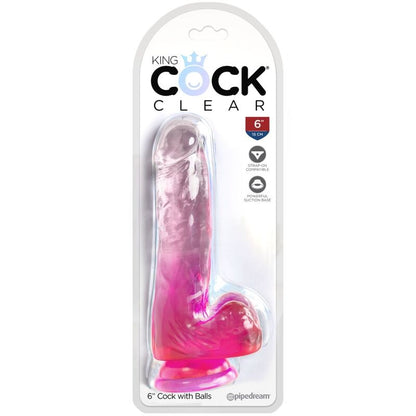 KING COCK - CLEAR REALISTISCHER PENIS MIT KUGELN 13.5 CM ROSA