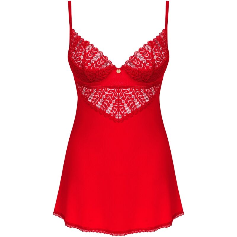 OBSESSIVE - INGRIDIA CHEMISE & TANGA ROT XL/XXL