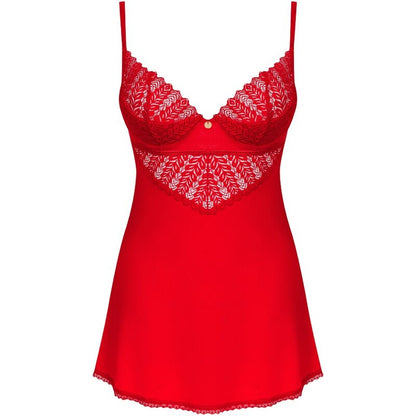 OBSESSIVE - INGRIDIA CHEMISE & TANGA ROT XL/XXL