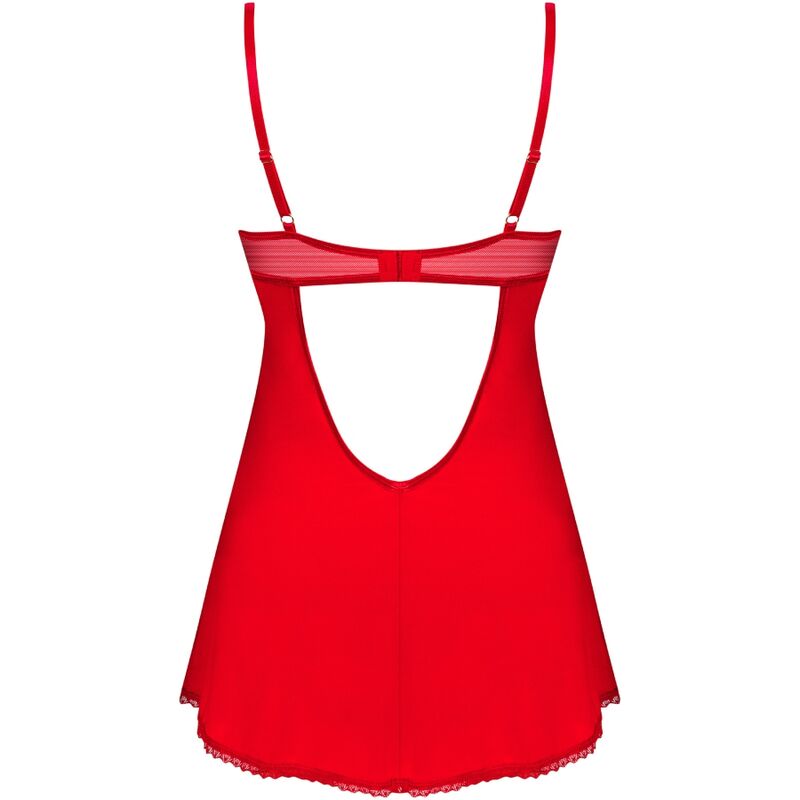 OBSESSIVE - INGRIDIA CHEMISE & TANGA ROT XL/XXL
