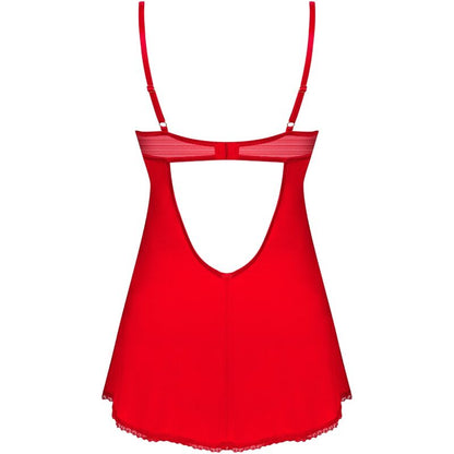 OBSESSIVE - INGRIDIA CHEMISE & TANGA ROT XL/XXL