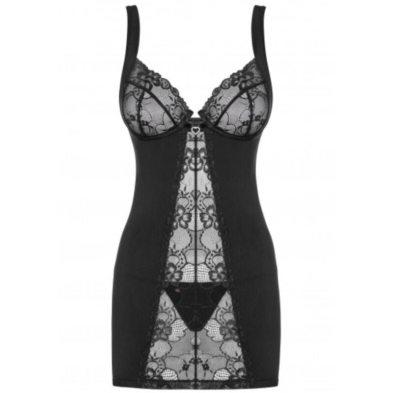 OBSESSIVE - HEARTINE CHEMISE & TANGA SCHWARZ S/M