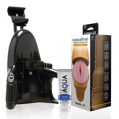 FLESHLIGHT - STAMINA GO TRAININGSEINHEIT LADY + UNIVERSAL LAUNCH + SCHMIERMITTEL IN AQUA-QUALITÄT 50 ML