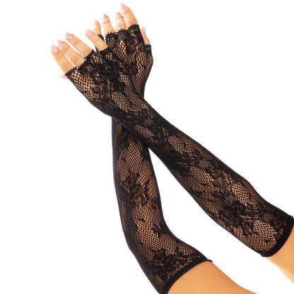 LEG AVENUE - FLORAL NETWORK FINGERLOSE HANDSCHUHE WEISS