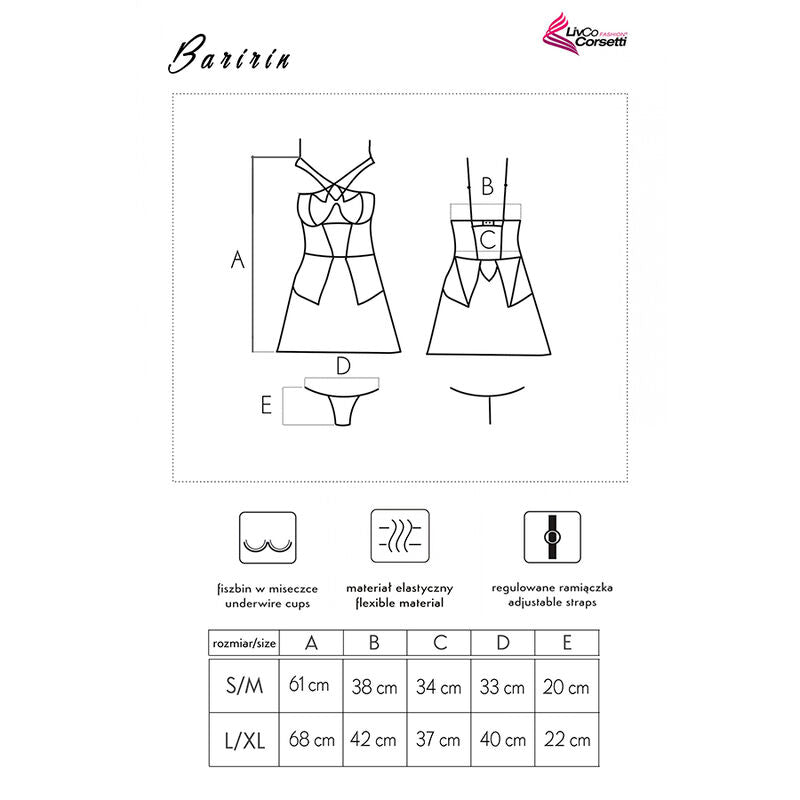 LIVCO CORSETTI FASHION - BARIRIN LC 90633 HEMD + HOSE SCHWARZ L/XL