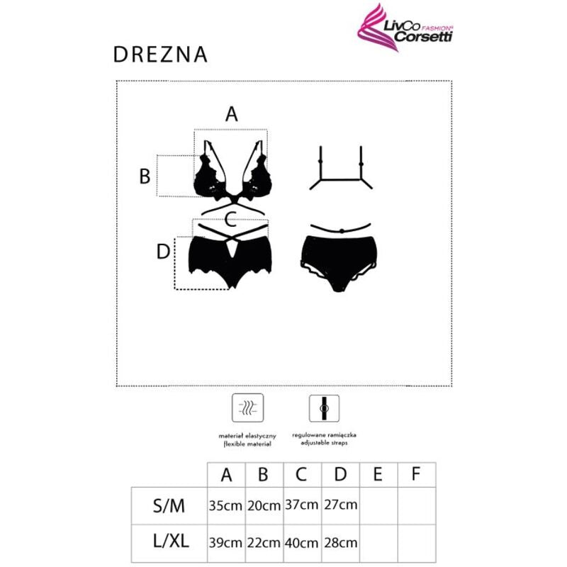 LIVCO CORSETTI FASHION - DREZNA LC 90733 BH + PANTY SCHWARZ L/XL