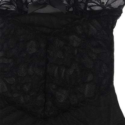SUBBLIME - BABYDOLL MIT VERSTELLBAREN TRGERN UND TRANSPARENTER SPITZE MIT BLUMENDRUCK SCHWARZ L/XL