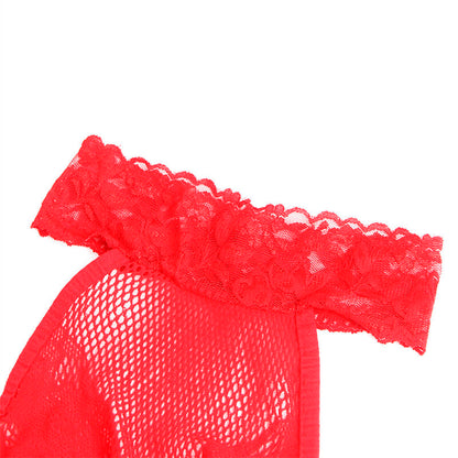SUBBLIME - 952372 BODYSTOCKING AUS NETZ UND SPITZE MIT HOHER HALS UND OHNE SCHRITT ROT EINE GRÖSSE