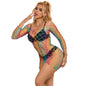 SUBBLIME - 952426 REGENBOGEN-KLEID MIT LANGEN RMELN UND NETZ EINE GRÖSSE
