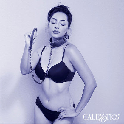 CALEXOTICS - NOCTURNAL HALSBAND & LEINE LEDER VERSTELLBAR SCHWARZ