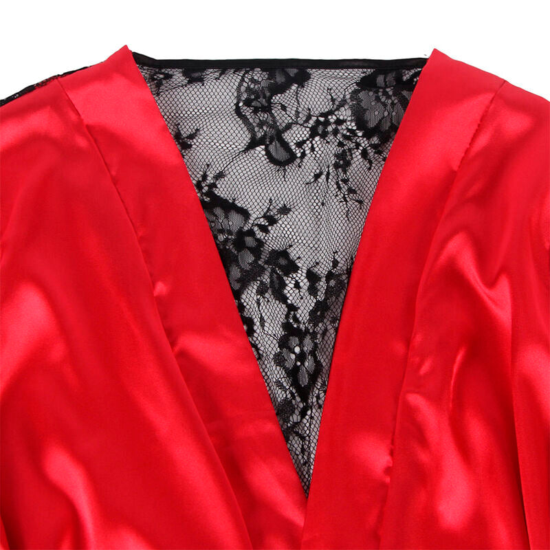 SUBBLIME - 954024 SPITZEN-UNTERHEMD MIT TRANSPARENTEM RÜCKEN UND STRING, ROT/SCHWARZ, L/XL