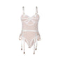 SUBBLIME - 954291 BODY MIT KETTEN + STRUMPFGÜRTEL WEISS L/XL