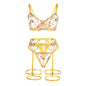 SUBBLIME - 954352 BH + STRING + STRUMPFGÜRTEL BLUMENDESIGN GELB L/XL