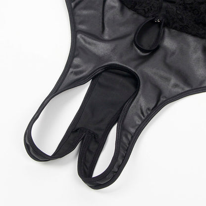 SUBBLIME - 954383 SEXY BODY MIT STRUMPFGÜRTEL SCHWARZ S/M