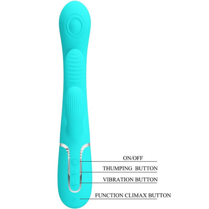 PRETTY LOVE - SHANIA TRIPLE RABBIT MULTIFUNKTIONSVIBRATOR 3 IN 1 BLAU