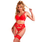 SUBBLIME - 955250 ROTER BONDAGE-BH MIT STRUMPFBAND-SET S/M