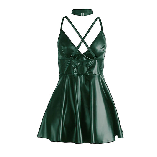 SUBBLIME - 955434 KLEID MIT GRÜNEN LEDERTRÄGERN S/M