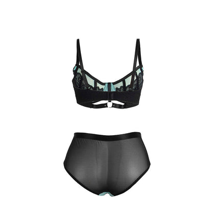 SUBBLIME - 955564 GRÜNES LACKLEDER-NETZ-ZIPPER-BH-SET L/XL