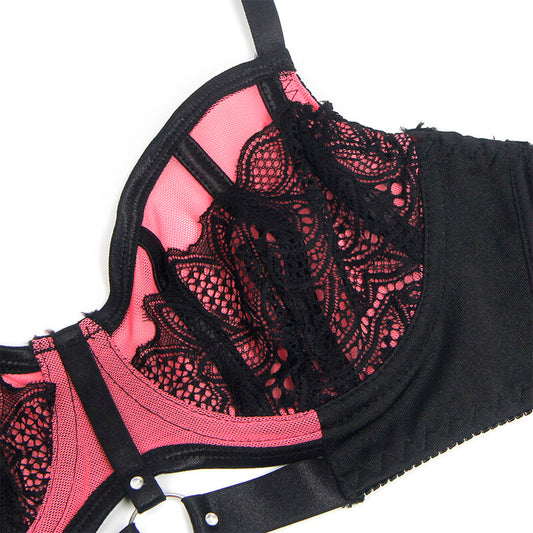 SUBBLIME - 955571 ROSA LACKLEDER MESH ZIPPER BH-SET S/M