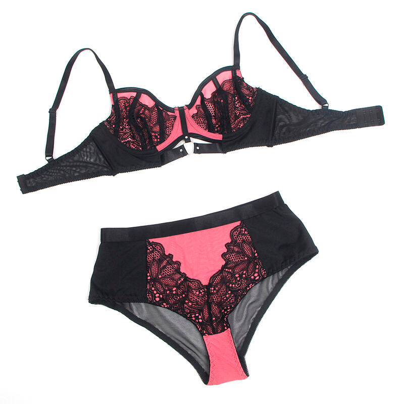 SUBBLIME - 955571 ROSA LACKLEDER MESH ZIPPER BH-SET S/M