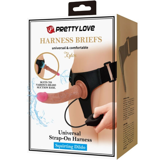 PRETTY LOVE - KYTON UNIVERSAL HARNESS SLIP MIT SQUIRTING DILDO 19 CM MULATO