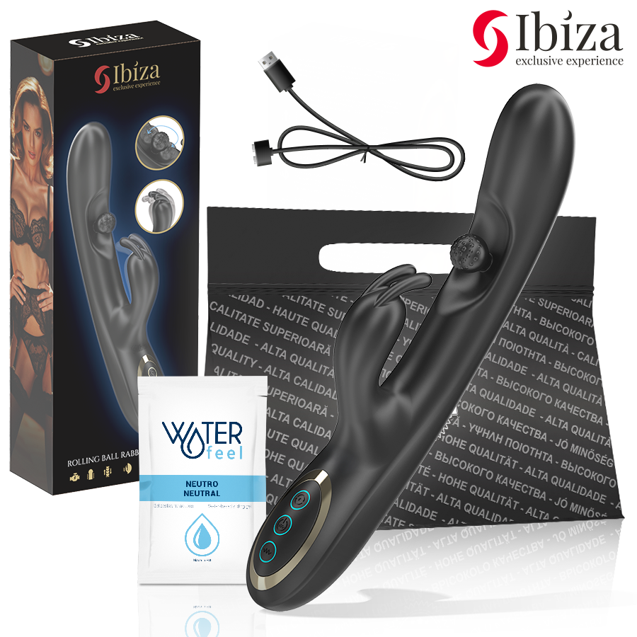 IBIZA - LEISTUNGSSTARKER RABBIT-VIBRATOR MIT MASSAGE-ROLLENPERLE