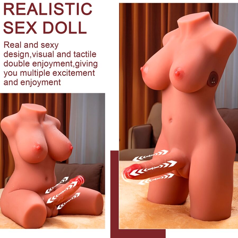 XISE - MIAH LADY BOY WEIBLICHER TORSO MIT DILDO MIT VIBRATION UND STOSS 55 CM