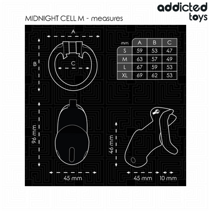 ADDICTED TOYS LOCKED - MINDNIGHT CELL PENISKÄFIG 4.2 CM GRÖSSE M