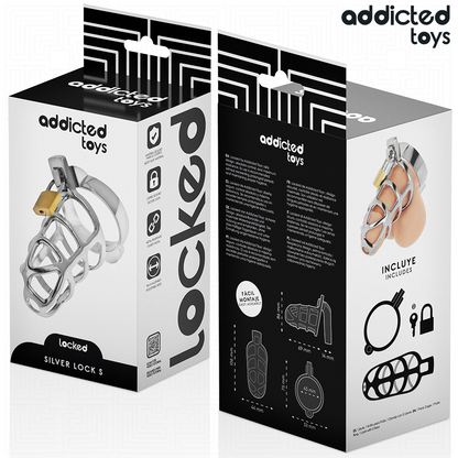 ADDICTED TOYS LOCKED - SILBERNER PENISKÄFIG AUS METALL, GRÖSSE S