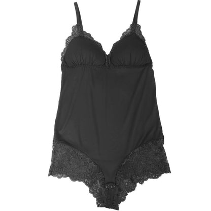 SUBBLIME - SCHWARZER TEDDY MIT BLUMENSPITZENDETAIL S/M