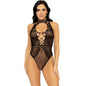 LEG AVENUE - NETZ- UND SPITZEN-SCHLÜSSELLOCH-HALTER-BODYS, EINHEITSGRÖSSE