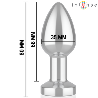 INTENSE - VIBRIERENDER ANALPLUG AUS METALL MIT LED-LEUCHTEN UND FERNBEDIENUNG - GRÖSSE S